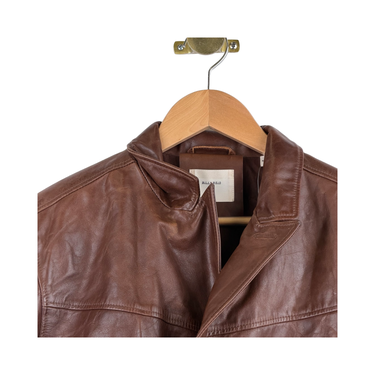 Billy Reid Insulated Leather Bond Peacoat