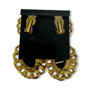 Vintage R.J. Graziano Large Cabochon  Dangle Clip On Earrings