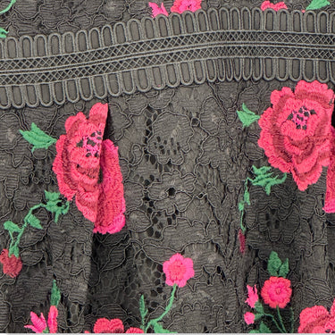 Shoshanna Long Sleeve Rose Embroidered Lace Dress