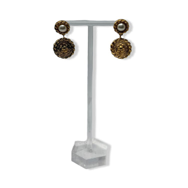 Vintage R.J. Graziano Ornate Faux Pearl Dangle Earrings
