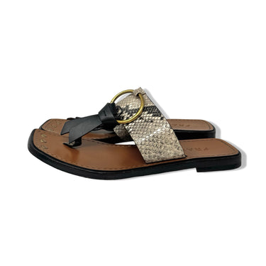 Frame Croc-Embossed Leather Slide Sandals