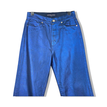 Veronica Beard Dylan Metallic Full Length Straight Leg Jeans