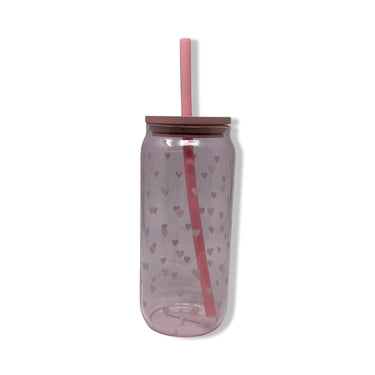 Draper James Heart Glass Tumbler with Straw