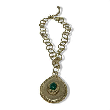 Vintage R.J. Graziano Malachite Stone Chain Necklace
