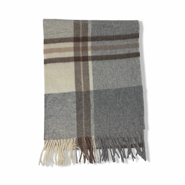 Wool Plaid Fringe Scarf