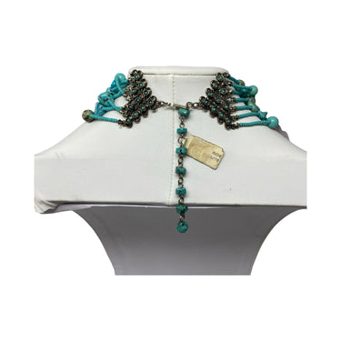Vintage RJ Graziano Multi Strand Beaded Metal Embellished Clasp Necklace