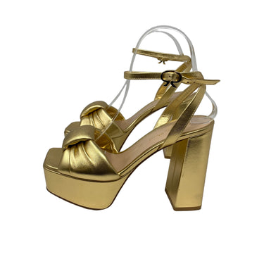 Gianvito Rossi Metallic Leather Ankle Strap Platform Heels