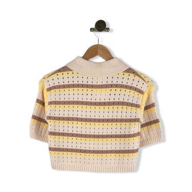 Heartloom Striped Knit Button Down Crop Top