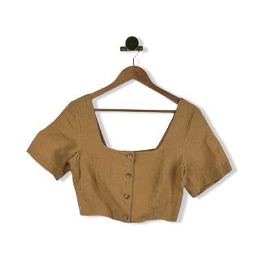 BLANKNYC Linen Short Sleve Crop Top