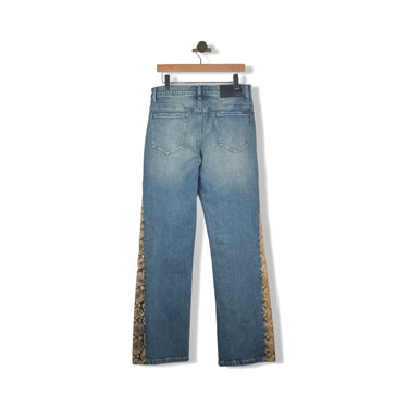 RTA Snakeskin Trim Distressed Jeans