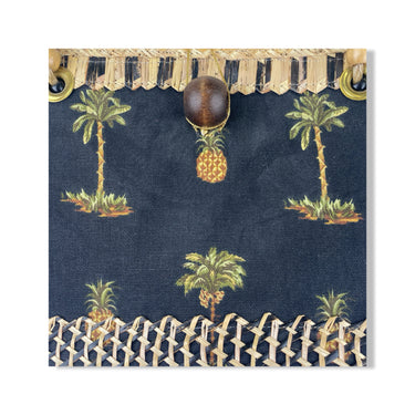 Vintage Beaded Handle Tropical Print Handbag