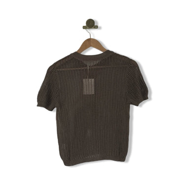 Elle Grey Crochet Button Up Knitted Cardigan