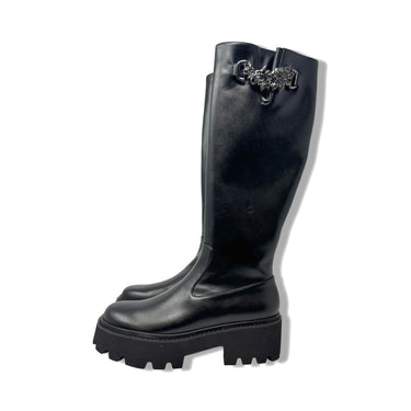 Charles & Keith Imogen Rose-Motif Chunky Knee-High Boots