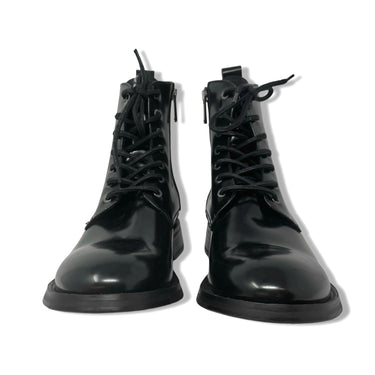 Karl Lagerfeld Box Leather Combat Boots
