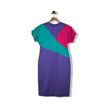 Vintage Branke Linen Blend Color Block Dress