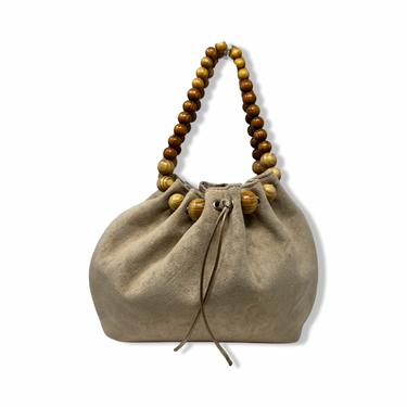 Faux Suede Beaded Hand Bag