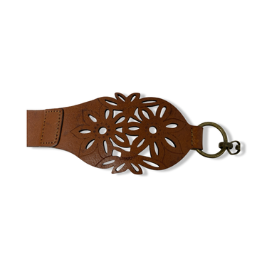 agnès b. Floral Embossed Leather Chain Belt