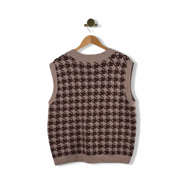 Pink Rose Houndstooth Sweater Vest