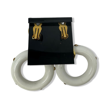 Vintage R.J. Graziano Metal and Studded Circle Dangle Clip On Earrings