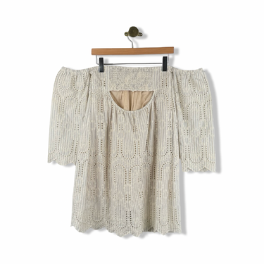 Heartloom Off The Shoulder Embroidered Pinstripe Dress