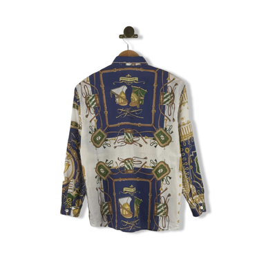 Vintage Le Garage Patterned Long Sleeve Button Down