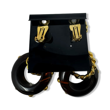 Vintage R.J. Graziano Braided Metal and Studded Circle Dangle Clip On Earrings