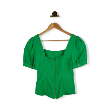 Whistles Puff Sleeve Zip Back Top
