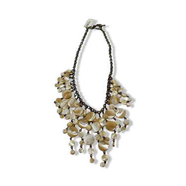 Vintage R.J. Graziano Flat Shell Bead Waterfall Necklace