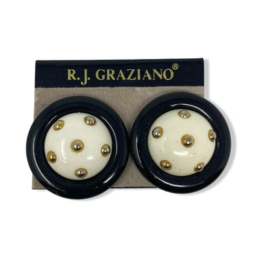 Vintage RJ Graziano Studded Button Clip On Earrings