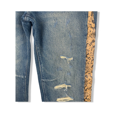 RTA Snakeskin Trim Distressed Jeans