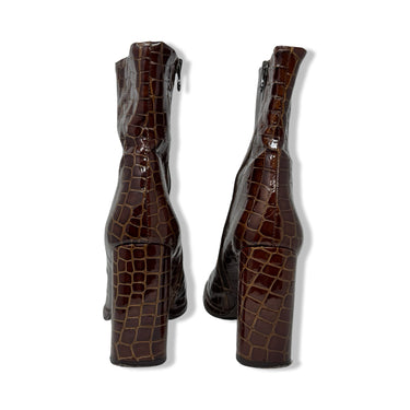 Jonak Patent Leather Croc Embossed Heel Bootie