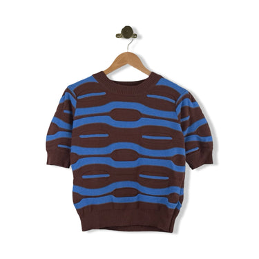 Area Stars Patterned Short Sleeve Knit Top