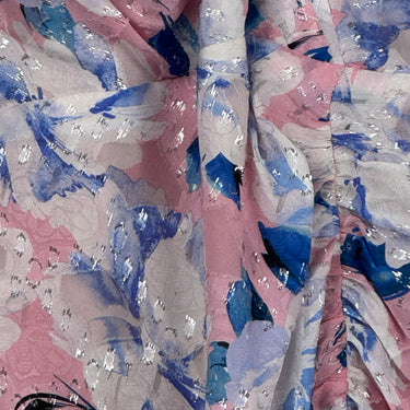 Shoshanna Floral Metallic Short Sleeve Maxi Dress