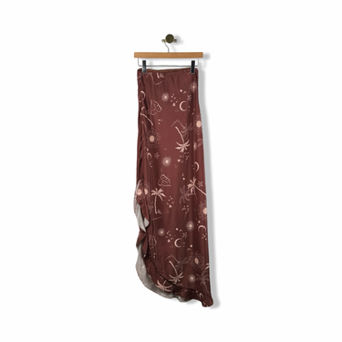 Heartloom Satin Palm Tree Sun Print Ruffle Dress