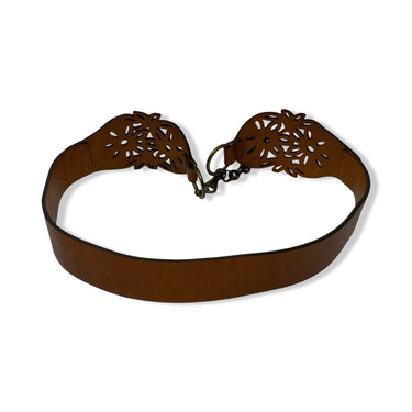 agnès b. Floral Embossed Leather Chain Belt
