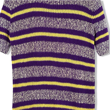Vintage Knit Striped Short Sleeve Sweater