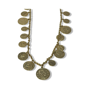Vintage R.J. Graziano Link Chain Coin Dangle Necklace