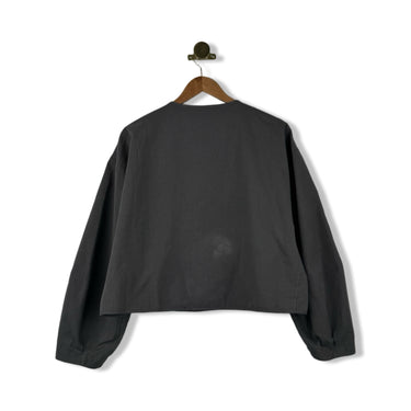 Elle Grey Modern Round Neck Button Front Jacket