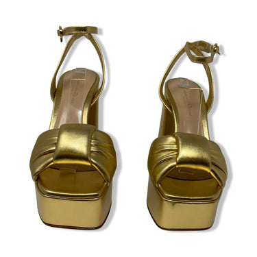Gianvito Rossi Metallic Leather Ankle Strap Platform Heels