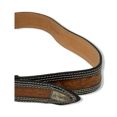 Vintage R.J. Graziano Floral Embossed Contrast Stitch Belt