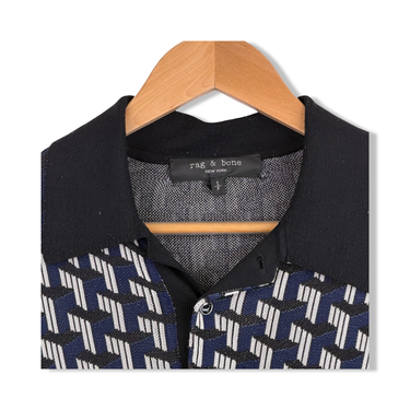 Rag & Bone Geometric Print Polo Knit Top