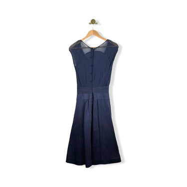 Zac Posen Sheer Bodice Midi Dress