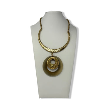 Vintage R.J. Graziano Hammered Metal Circle Pendant Necklace