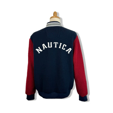 Nautica Faux Shearling Colorblock Zip-Up Fleece Jacket