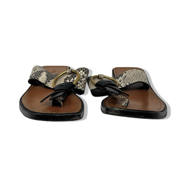 Frame Croc-Embossed Leather Slide Sandals