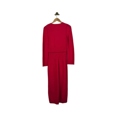Shoshanna Metallic Trim Long Sleeve Maxi Dress