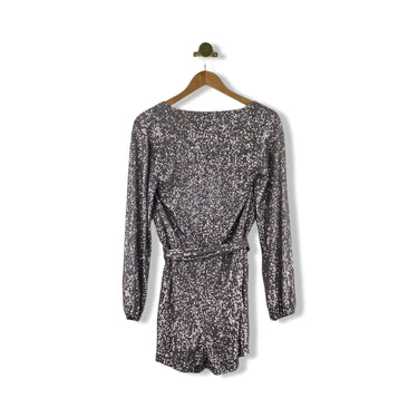 Likely Sequin Long Sleeve Belted Romper