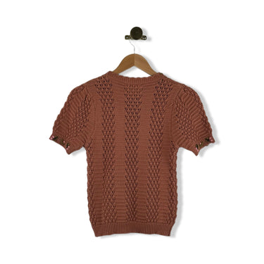 Heartloom Floral Trim Knit Short Sleeve Top