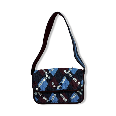 Harlequin Patterned Beaded Flap Bag