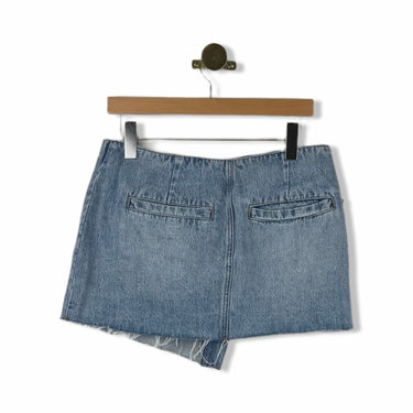 BLANKNYC Crossover Wrap Low Rise Denim Mini Skirt